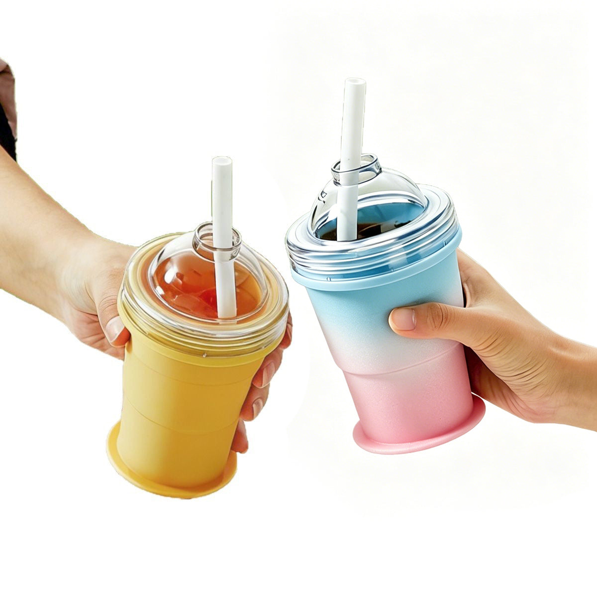 YAGOO 2-in-1 Portable Foldable Silicone Ice Ball Cup | Leak-Proof Gradient Summer Drinkware