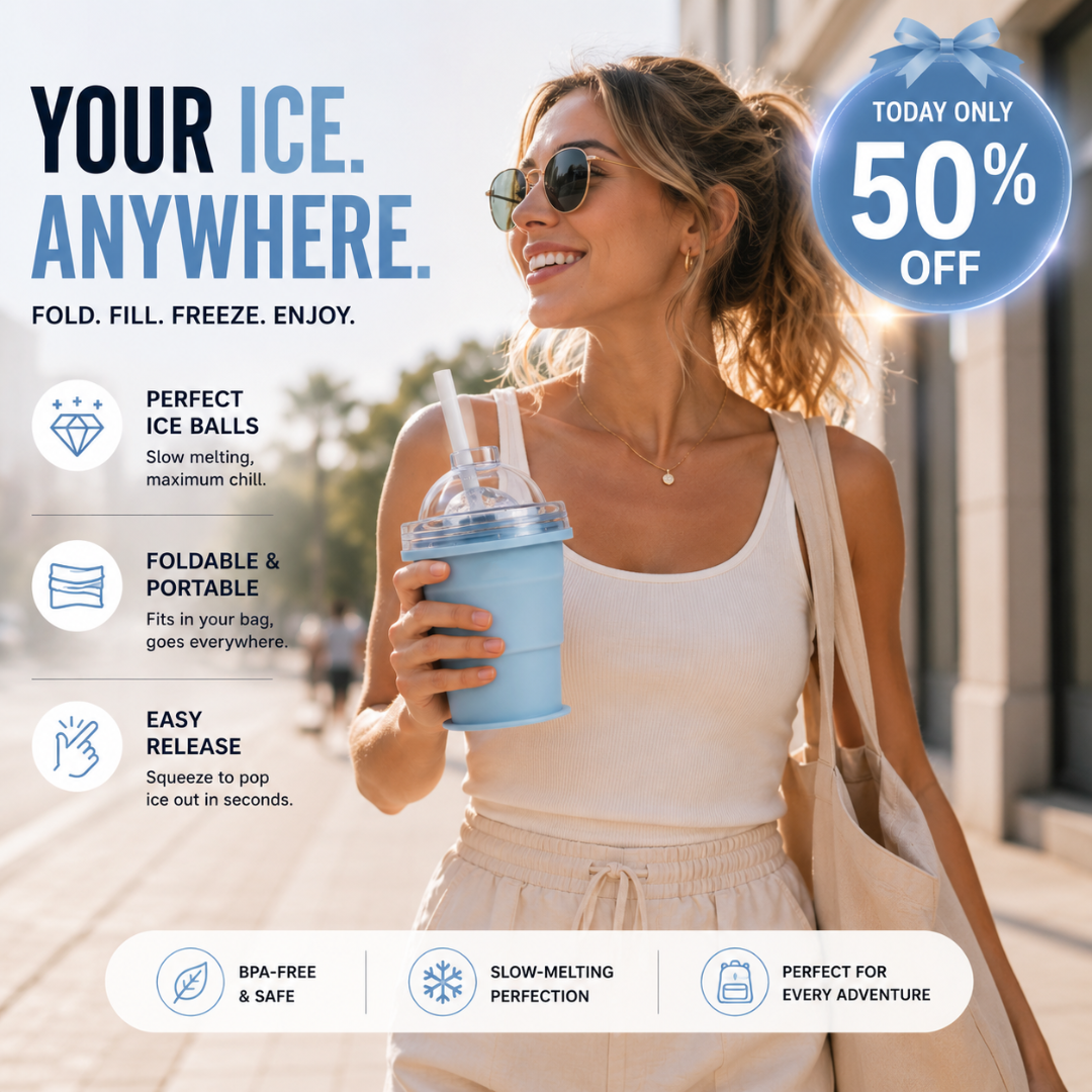 YAGOO 2-in-1 Portable Foldable Silicone Ice Ball Cup | Leak-Proof Gradient Summer Drinkware