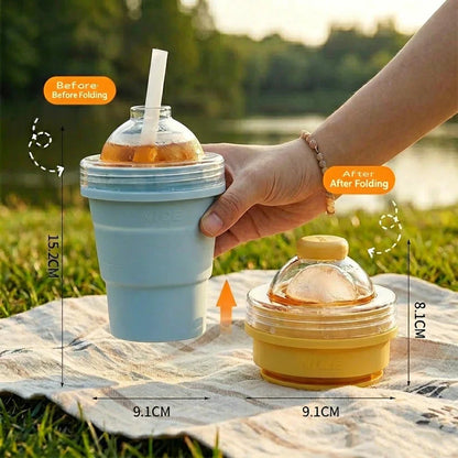 YAGOO 2-in-1 Portable Foldable Silicone Ice Ball Cup | Leak-Proof Gradient Summer Drinkware