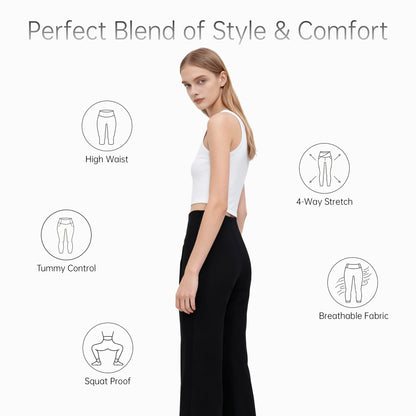 Tiworld® Women's High Waisted Wide Leg Yoga Pants - Tummy Control & Squat Proof Stretchy Lounge Leggings