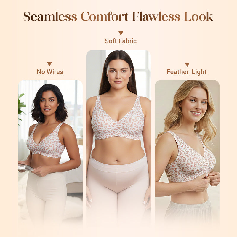 💕Jelly Wireless Womens Comfortable Wireless Bras Push Up Bralettes Seamless Tshirts Bras Deep V Everyday Bras