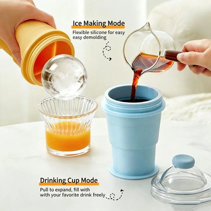 YAGOO 2-in-1 Portable Foldable Silicone Ice Ball Cup | Leak-Proof Gradient Summer Drinkware