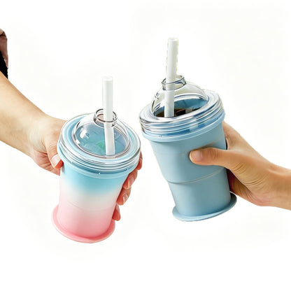 YAGOO 2-in-1 Portable Foldable Silicone Ice Ball Cup | Leak-Proof Gradient Summer Drinkware
