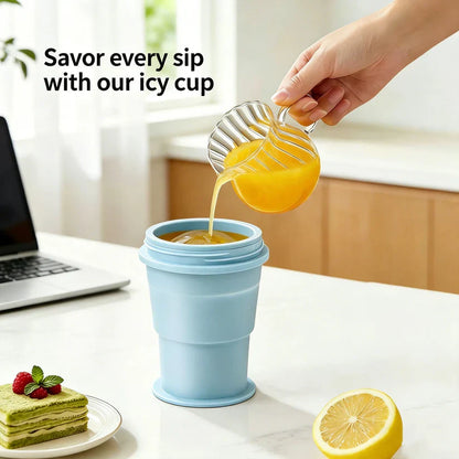 YAGOO 2-in-1 Portable Foldable Silicone Ice Ball Cup | Leak-Proof Gradient Summer Drinkware
