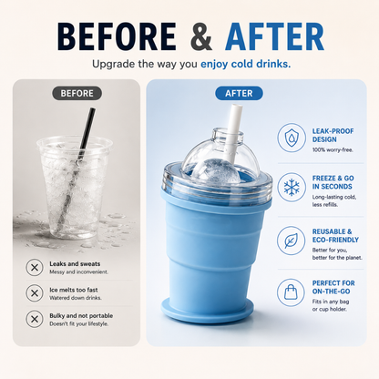 YAGOO 2-in-1 Portable Foldable Silicone Ice Ball Cup | Leak-Proof Gradient Summer Drinkware