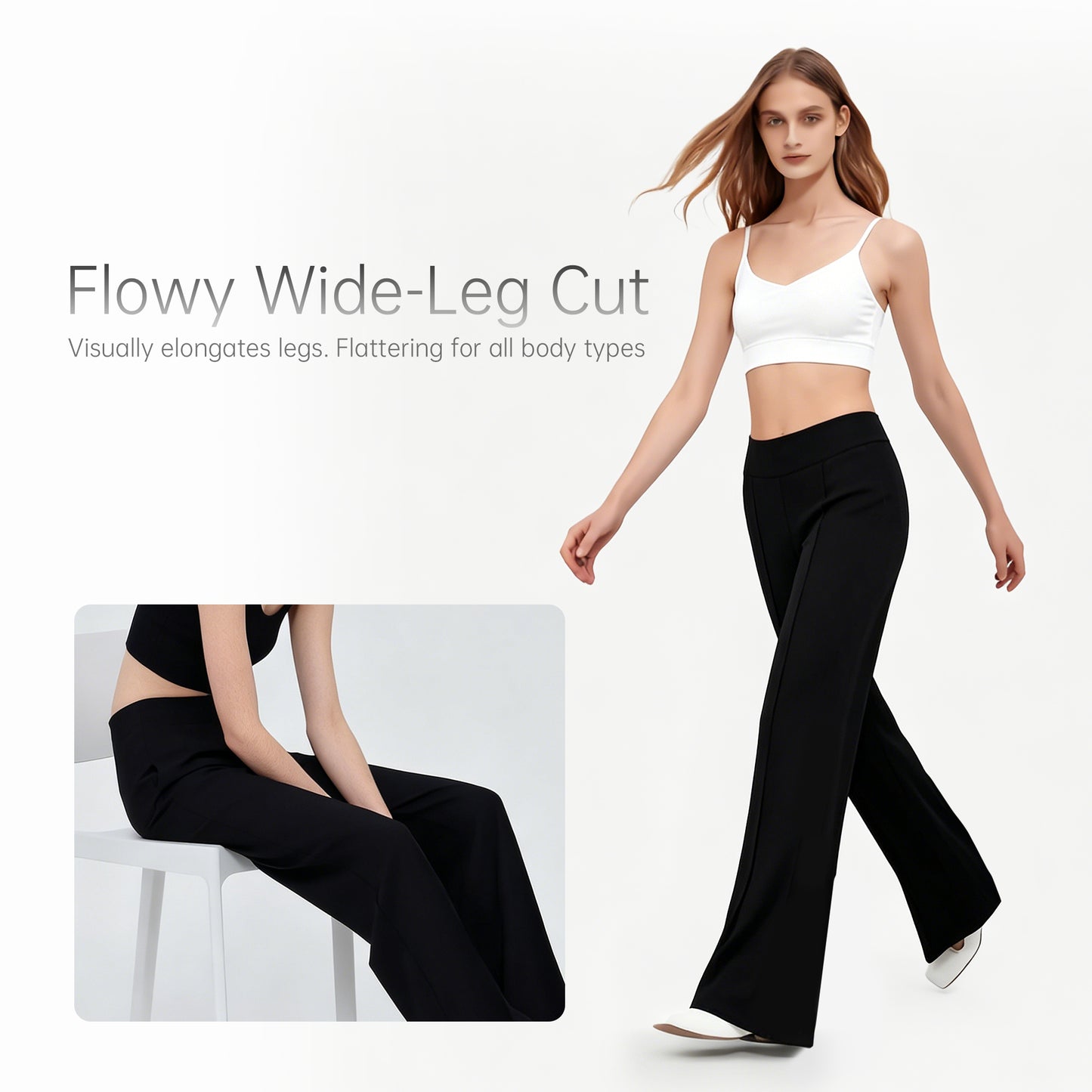 Tiworld® Women's High Waisted Wide Leg Yoga Pants - Tummy Control & Squat Proof Stretchy Lounge Leggings