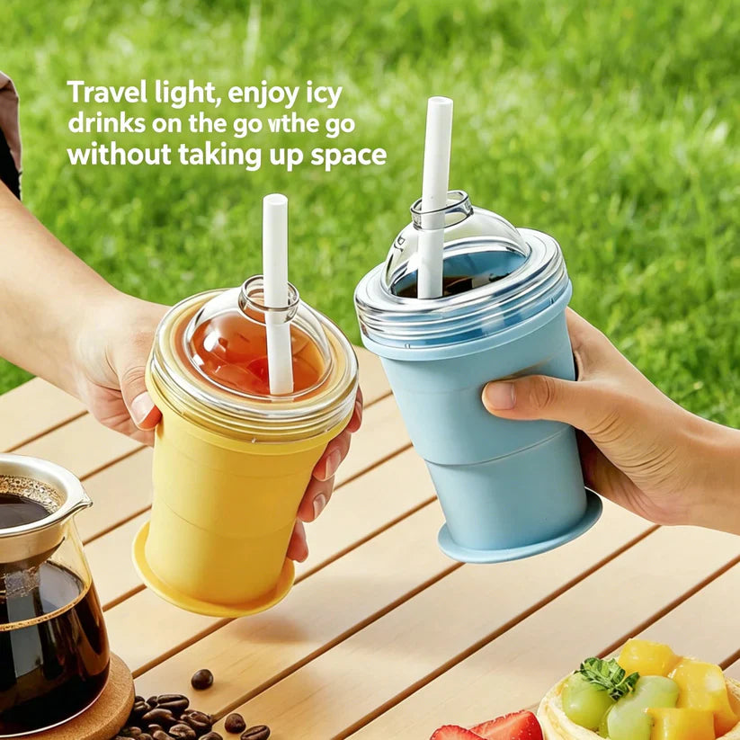 YAGOO 2-in-1 Portable Foldable Silicone Ice Ball Cup | Leak-Proof Gradient Summer Drinkware