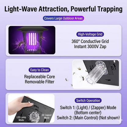 ⏰ Last Day! 2-in-1 Solar Bug Zapper & Waterproof Outdoor Path Light Bundle—Up to 50% Off! 🌧️❌