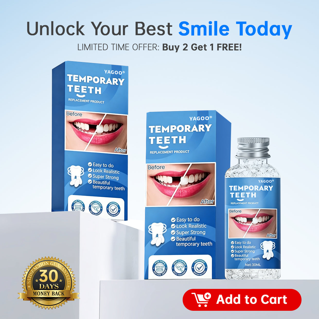 YAGOO® 3-Step Emergency Teeth Repair Kit (Natural White)