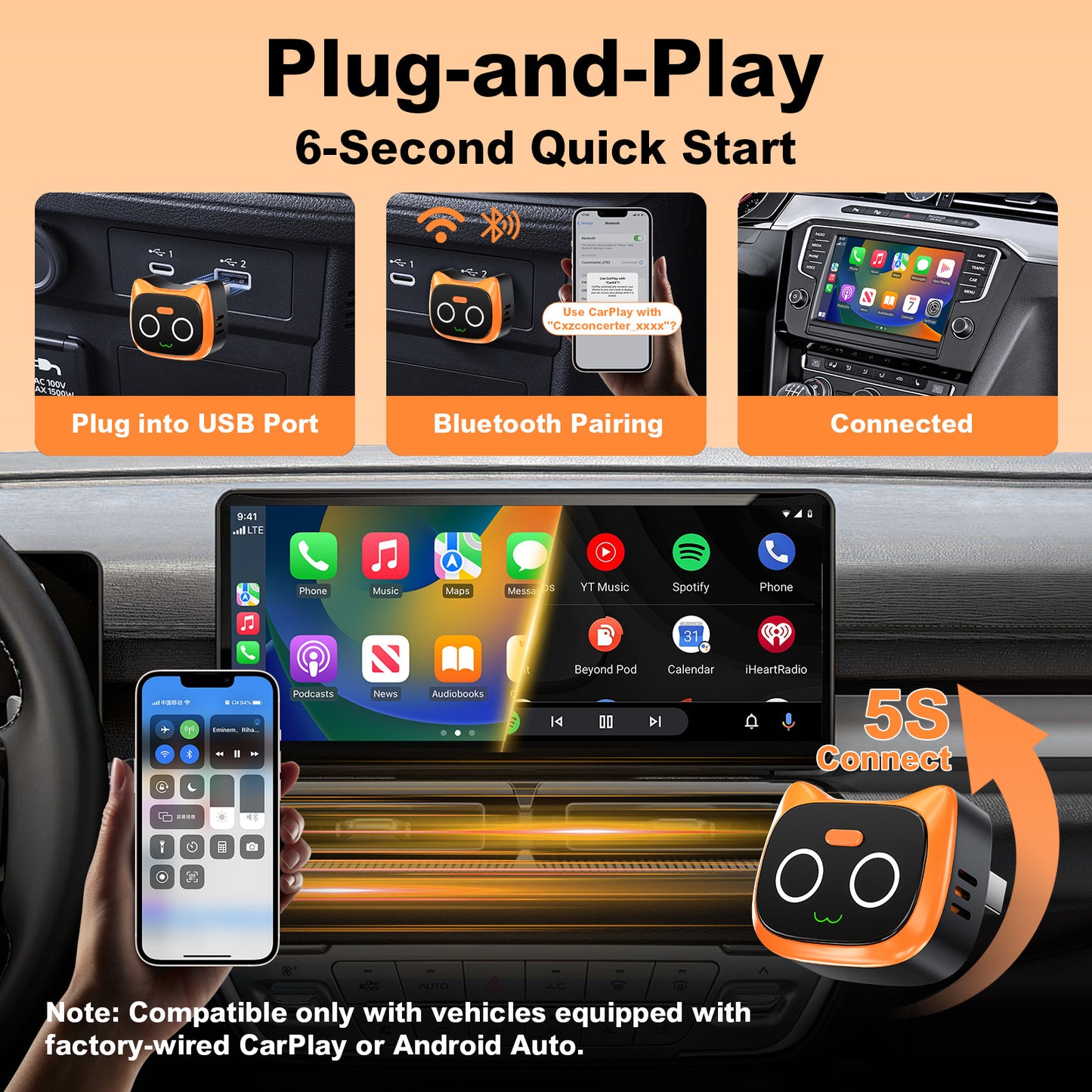 The Ultimate 2-in-1 Wireless Plug-and-Play Box by car— Upgrade Your Ride Today! 🚗✨